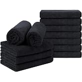Orighty Salon Towels, 12 Pack Black Microfiber Hair Towel (16 x 29 Inch) | Super Soft and Absorbent, Bleach Resistant Microfiber Towels for Salon, Hand, Gym, Bath, Spa and Home Hair Care