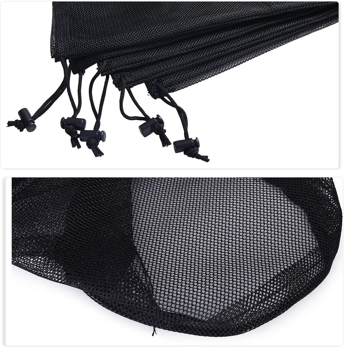 iBasingo 5Pcs Mesh Drawstring Bags, Nylon Storage Ditty Sacks for Travel Cosmetics, Tools & Sports - Image 5