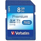 Verbatim 8GB Premium SDHC Memory Card, UHS-I V10 U1 Class 10, Blue (96318)