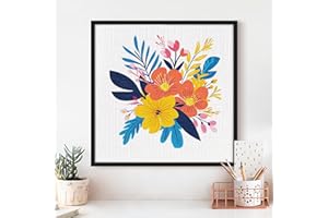 Cross Stitch Kits - Cute Flowers Series | Beginner DIY Embroidery Kit with 11CT Fabric & Vibrant Threads | DIY Mindful Gift f