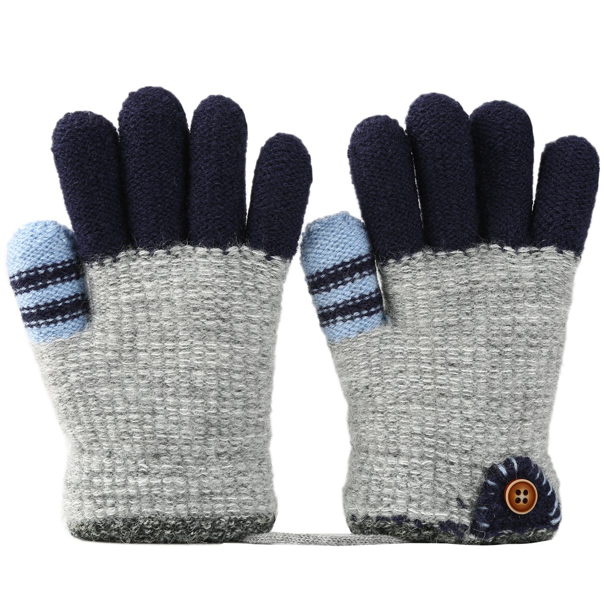 Vbiger Kinder Winter Handschuhe Warm Stretchy Gestrickte Bequeme Handschuhe Fäustlinge Soft Magic Handschuh Kälte Handschuhe für 4-8 Jahre Alt