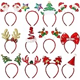 MGparty 12 Pieces Christmas Headbands Christmas Parties Favors Decoration Supplies Xmas Gifts Photo Booth Xmas Tree Snowman Reindeer Antlers Santa Hat