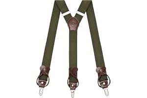 Kohentact Suspenders for Men with Clip & 6 Buttons 1.4in Y-Shape Stainless Steel