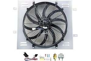 KUUHLERSAT Aluminum Shroud Electric 16inch Fan for 1987-2006 Jeep Wrangler YJ TJ 2.4 2.5L L4 4.0L 4.2L L6 Gas