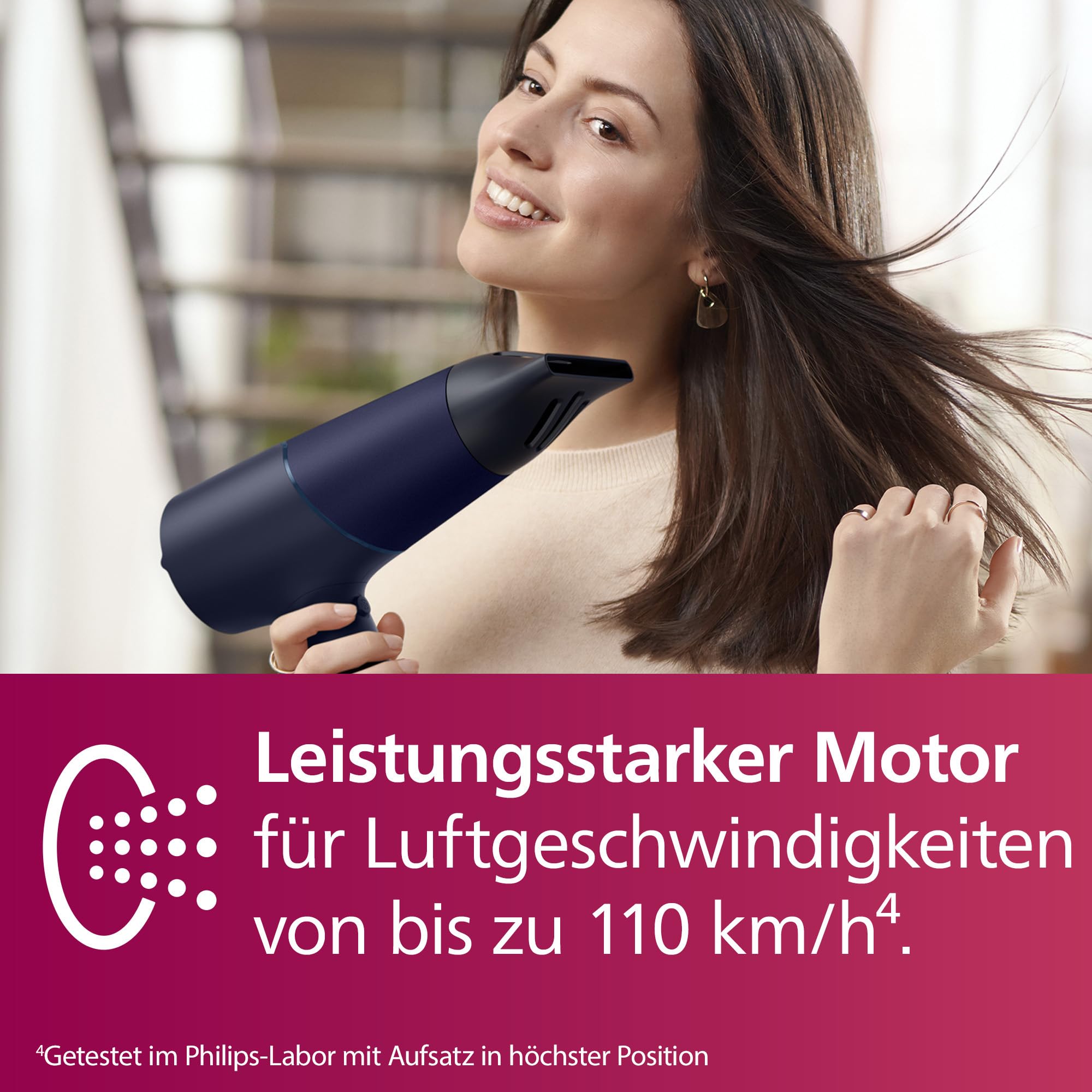 Philips Haartrockner 5000 Series, ThermoShield Technologie, Ionisierungsfunktion, 2.300 W, Metallic-Blau, mit 9-mm- und 11-mm-Stylingdüse, Volumendiffusor, BHD510/20 3