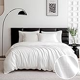 Simple&Opulence 100% Eucalyptus Lyocell Tencel Duvet Cover Set 3 Pieces, Cooling Breathable Duvet Cover Soft Silky, Luxury Bedding Set - White, Queen Size