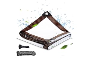 EMEKIAN Clear Thicken Waterproof Tarp, 10 x 20 FT Rainproof Covering, Heavy Duty Anti Tear Tarp with Grommets, Windproof and Snowproof Poly Tarpaulin for Patio, Plants, Henhouse, Garden, Porch