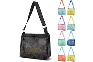 VOROLO Mesh Beach Bag for Holding Toys,Sand Towels Tote for Kids Seashell Bag