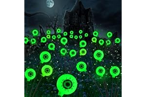 YSHENGMIAN Halloween Decorations Outdoor Solar Halloween Lights, 2 Pack 12 LED Scary Halloween Eyeball Lights Solar Firefly Swaying Lights, Halloween Solar Lights for Outside Path Yard Garden Lawn Decor, Green