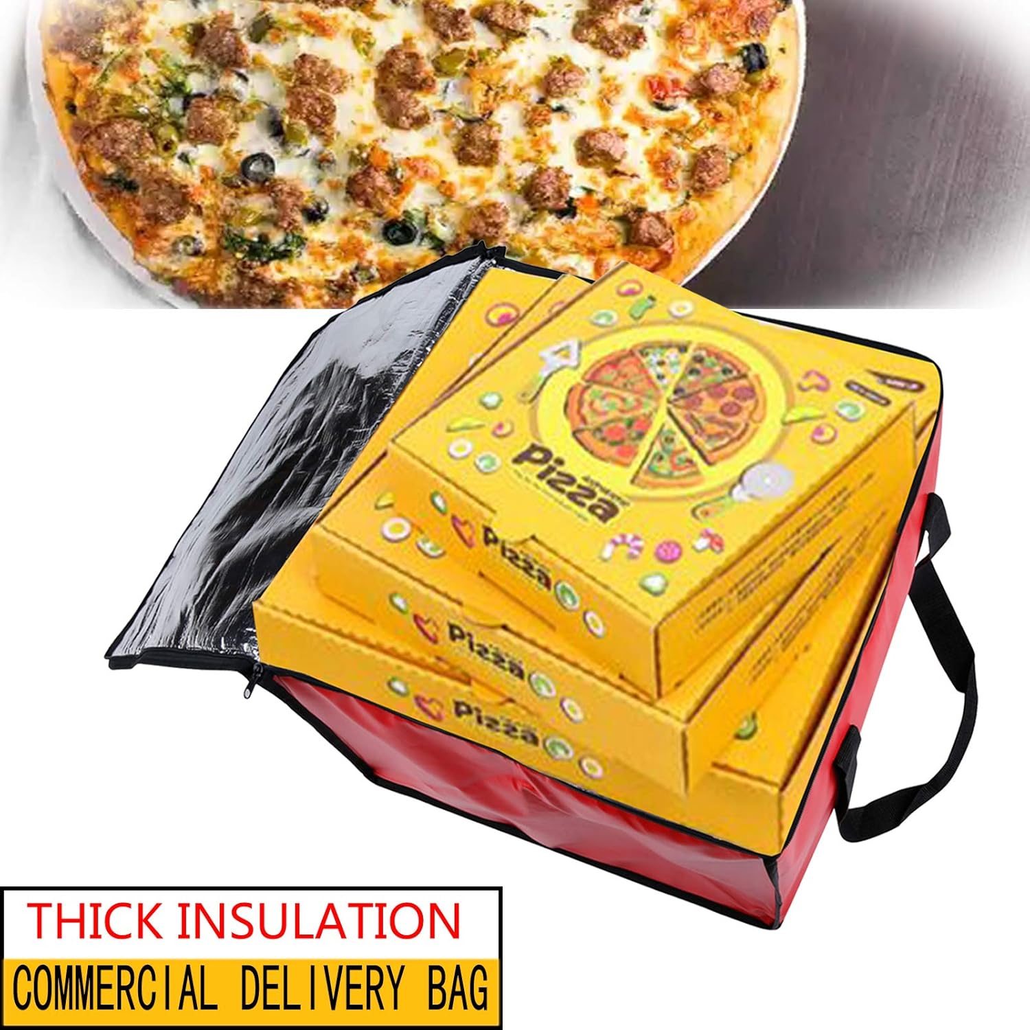 OGEFOTED Insulated Pizza Food Delivery Bag Large Thermal Food Warmer