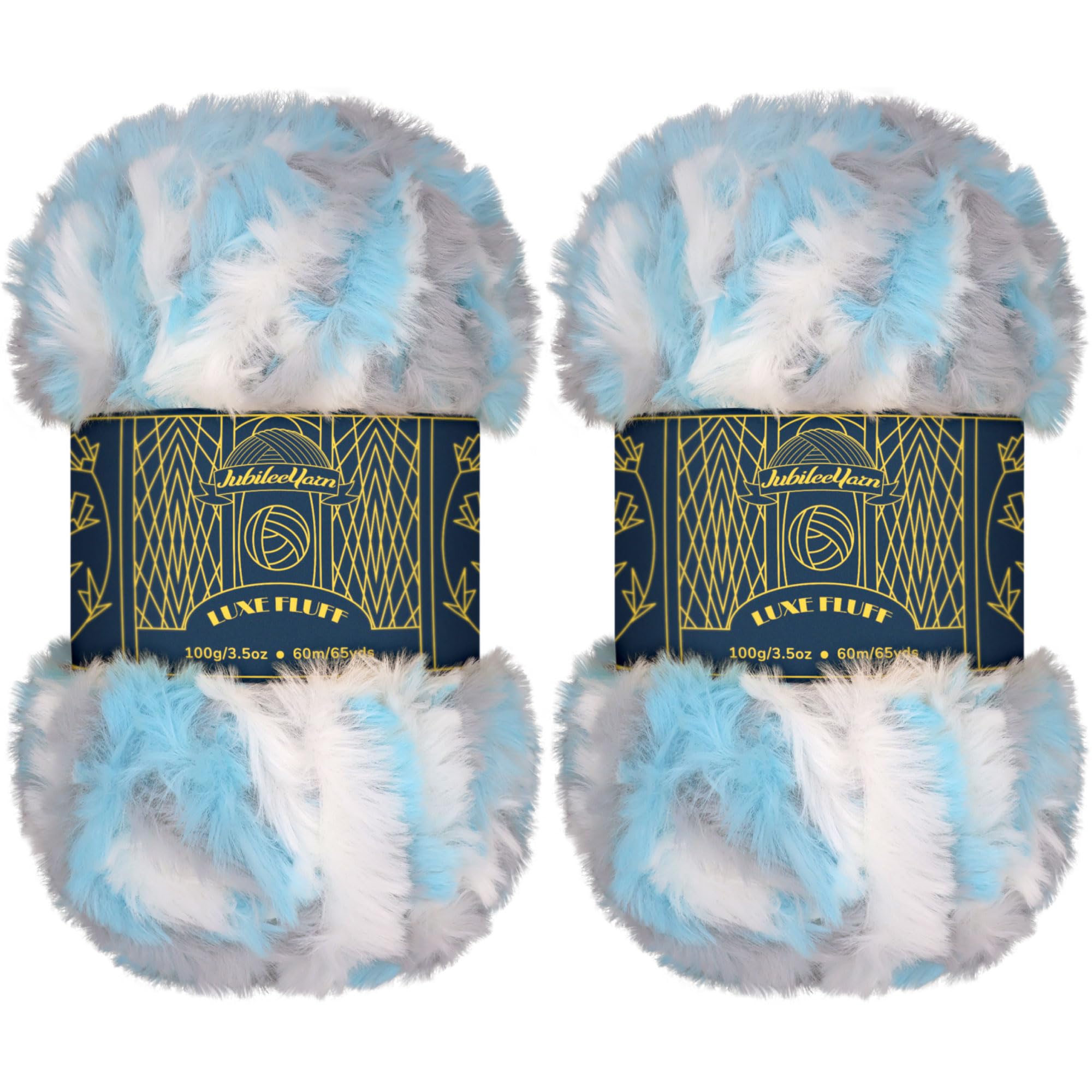 BambooMN Chunky Fluffy Faux Fur Eyelash Yarn - 100% Polyester - 100g/Skein - 2 Skeins - Heron