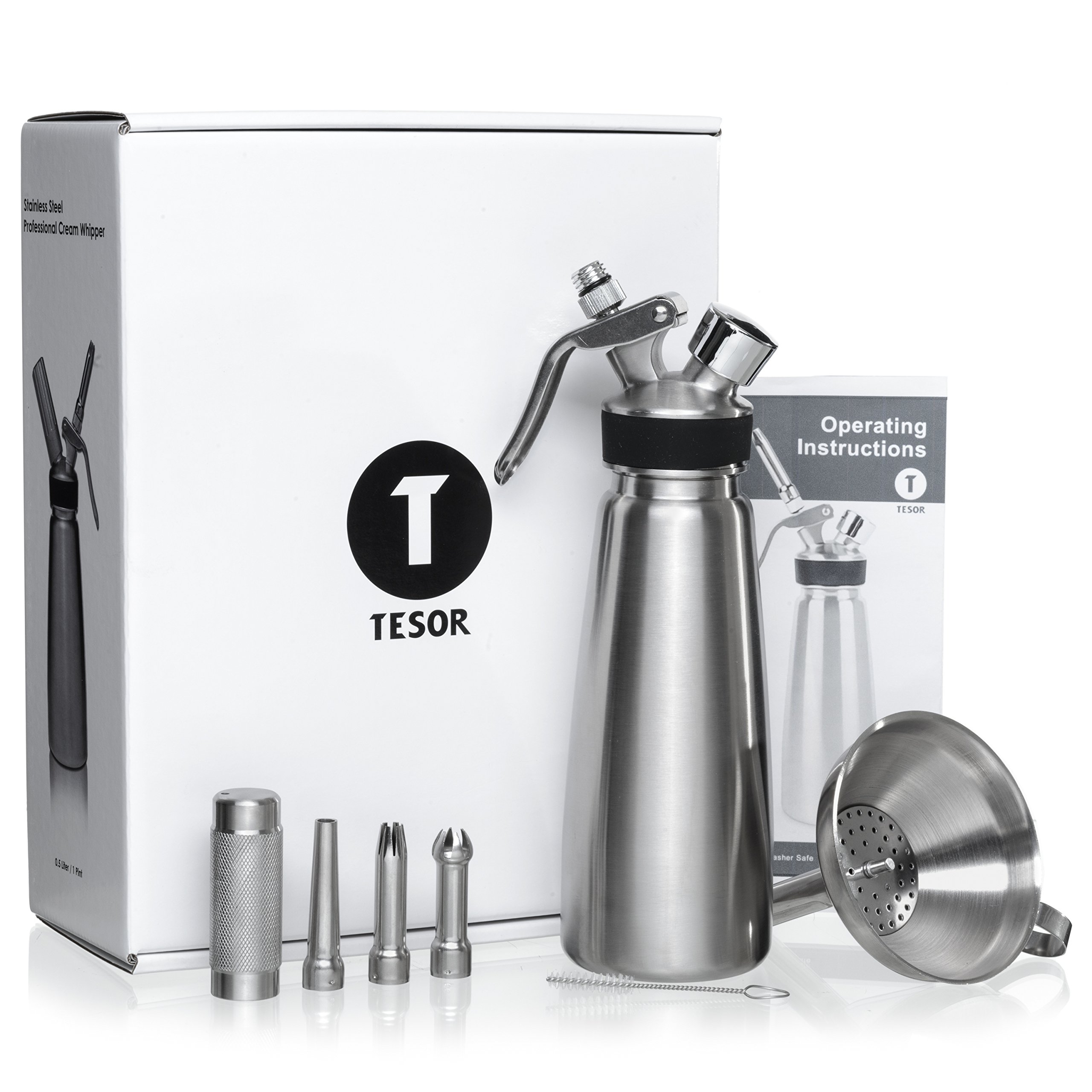 Tesor Stainless Steel Whipped Cream Dispenser Value Bundle With Three