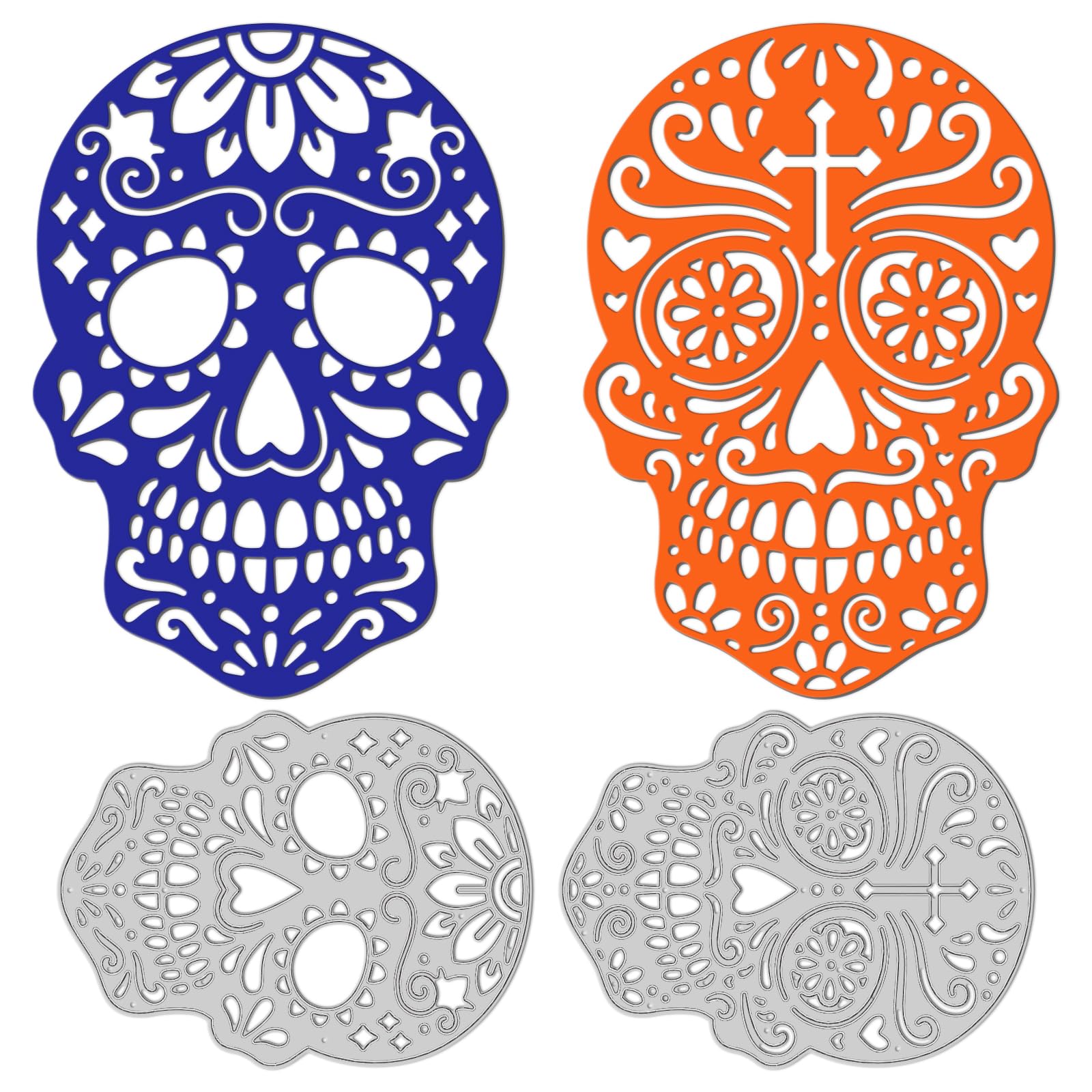 GLOBLELAND Halloween Skeleton Cutting Dies for DIY Scrapbooking Metal Art Human Skull Die Cuts Embossing Stencils Template for Paper Card Making Decoration Album