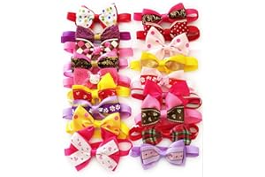PET SHOW 50 Pack Small Dog Bow Ties Collar Girl Dog Bowties Bulk Adjustable Pet Charms for Small Medium Puppy Cat Kitten Female Party Birthday Gift Assorted Doggies Grooming Neck Accessories