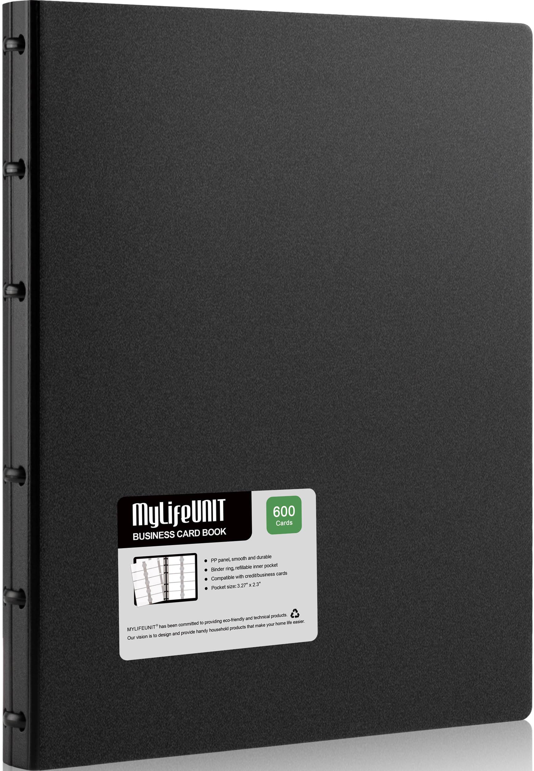 Photo 1 of MyLifeUNIT Business Card Book, Name Card Holder Book with 600 Business Cards Capacity, Credit Card Book File Storage (Black)