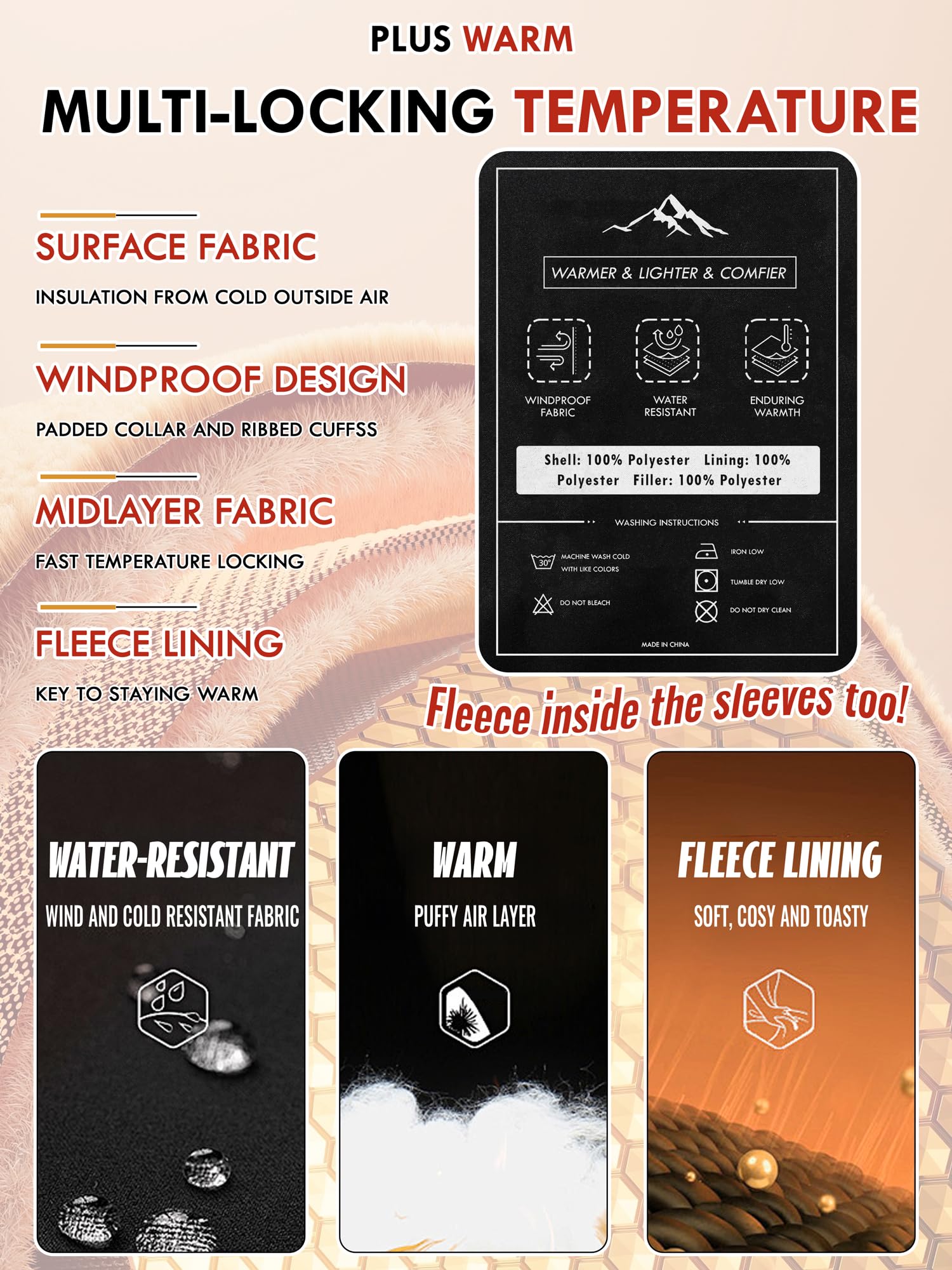 Peakwell Herren Warme Winterjacke Outdoor Winterparka Wasserdichte Daunenjacke Verdickte Arbeitsjacke Winddichte Wanderjacke für Männer, Schwarz, L 5