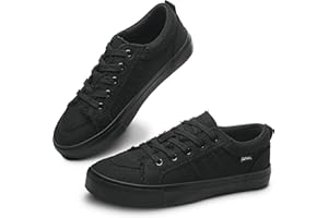 Obtaom Women's White Play Fashion Sneakers Cute Lace up Canvas Shoes Low Top Washed Canvas Flat for Lady