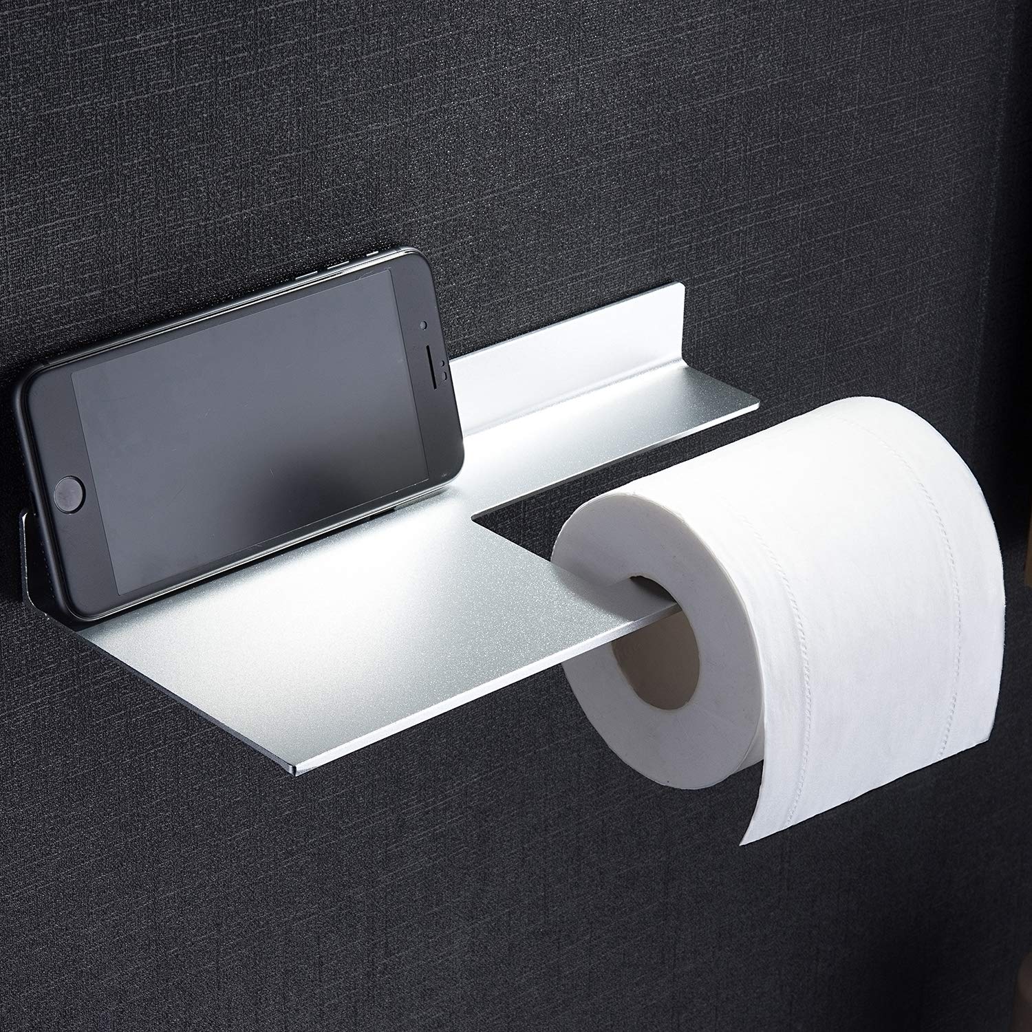 ZUNTO Bathroom Shelf/Bathroom Shelves - Adhesive Shower Shelves with Bathroom Hand Towel Bar Holder No Drilling, Aluminum