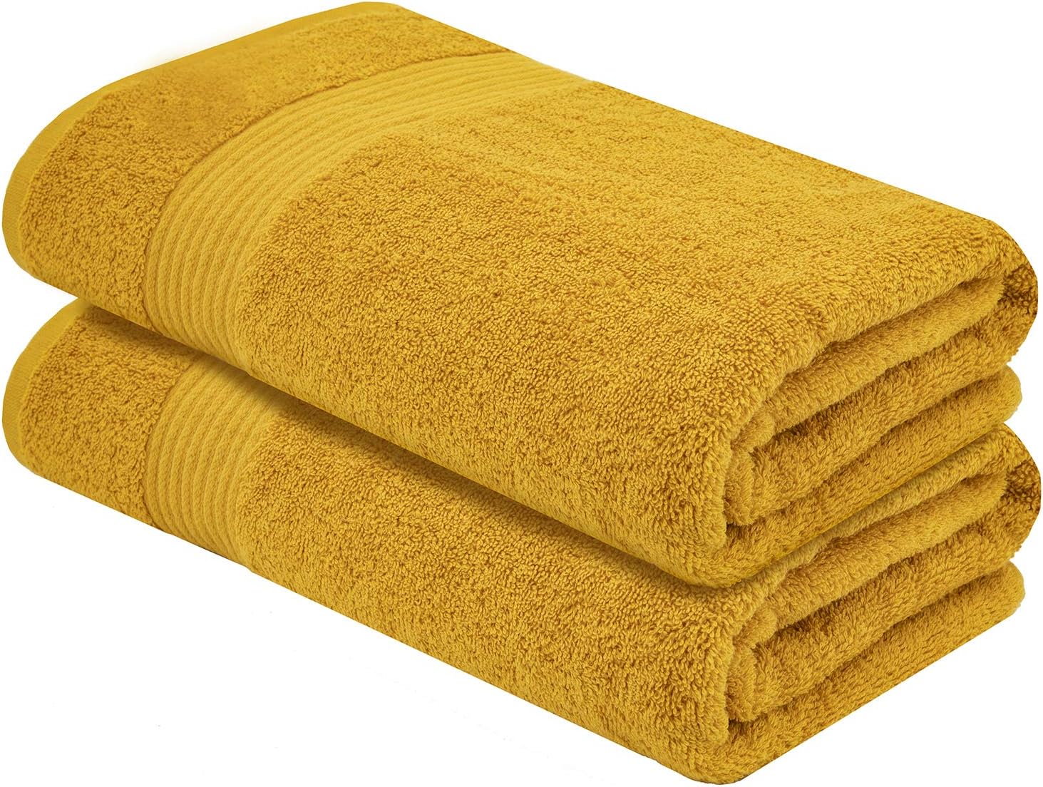 Adam Home Premium Bath Towel Set (Mustard, 2 Pack) 100 Combed Cotton