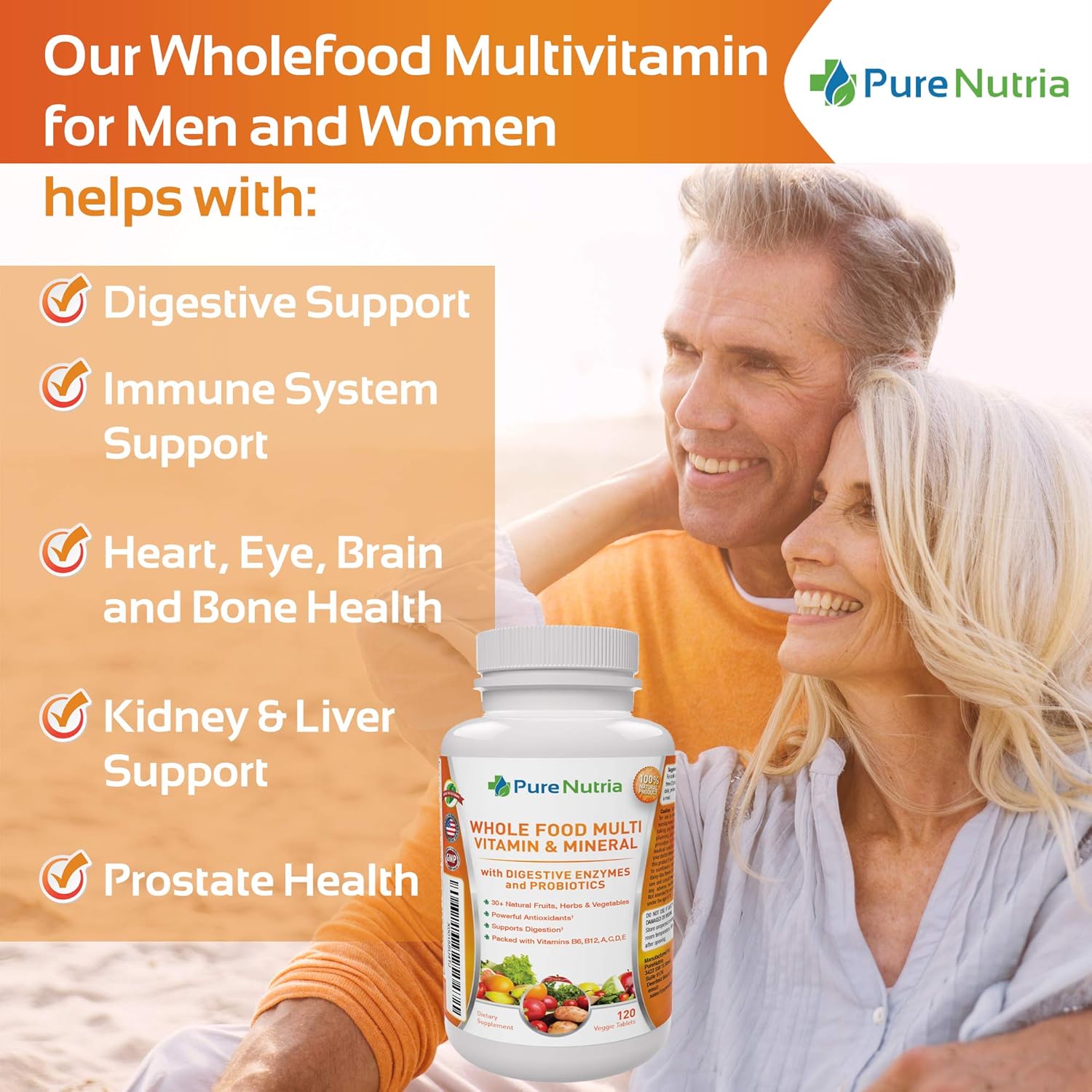 Whole Food MultiVitamin and Minerals with Probiotic Enzymes - 120 Multivitamins for Women and Men - Packed with WholeFood and Herbal Ingredients - Powerful Antioxidants for Digestive Support: Health & Personal Care