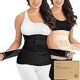 KeaBabies 3 in 1 Postpartum Belly Support Recovery Wrap – 2-Pack Postpartum Belly Band, After Birth Brace, Slimming Girdles, Waist Shapewear, Post Surgery Pregnancy Support Band (Black/Ivory, M/L)
