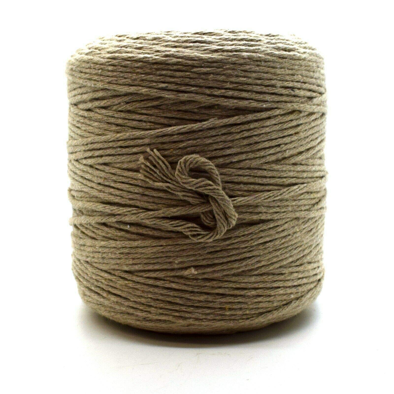 Premium Beige Macrame Cord, 300 m / 984 ft of 2 mm Thick Natural Cotton Thread Yarn Macrame Rope for Wall Hangings, Plant Hangers, DIY Crafts, Home Decorations, Gift Wrapping (Reel)