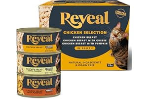 Reveal Natural Wet Canned Cat Food, Limited Ingredient, Grain Free, High Protein with No Artificial Additives, Chicken Variety in Broth, 2.47 oz Cans