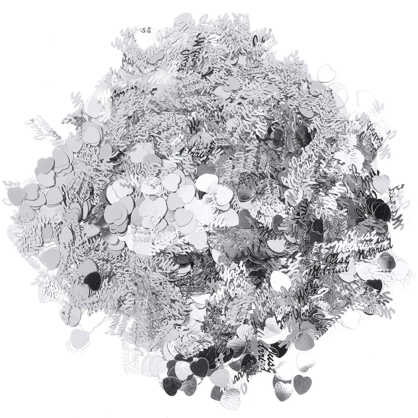 HERCHR Silver Heart Shape Table Scatter Confetti,100g Confetti Silver Heart Shape Table Confetti,Heart Sequins Confetti,Wedding Confetti,Throwing Dinner Table Scatter Confetti Party Decoration