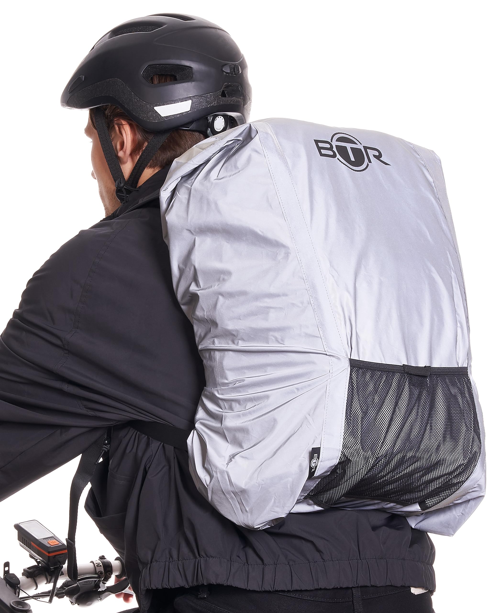 BTR Waterproof High Visibility Backpack Cover, Rucksack Cover, 300D Oxford Fabric, 3M Tape Reflective Stripes, Reflective - Large