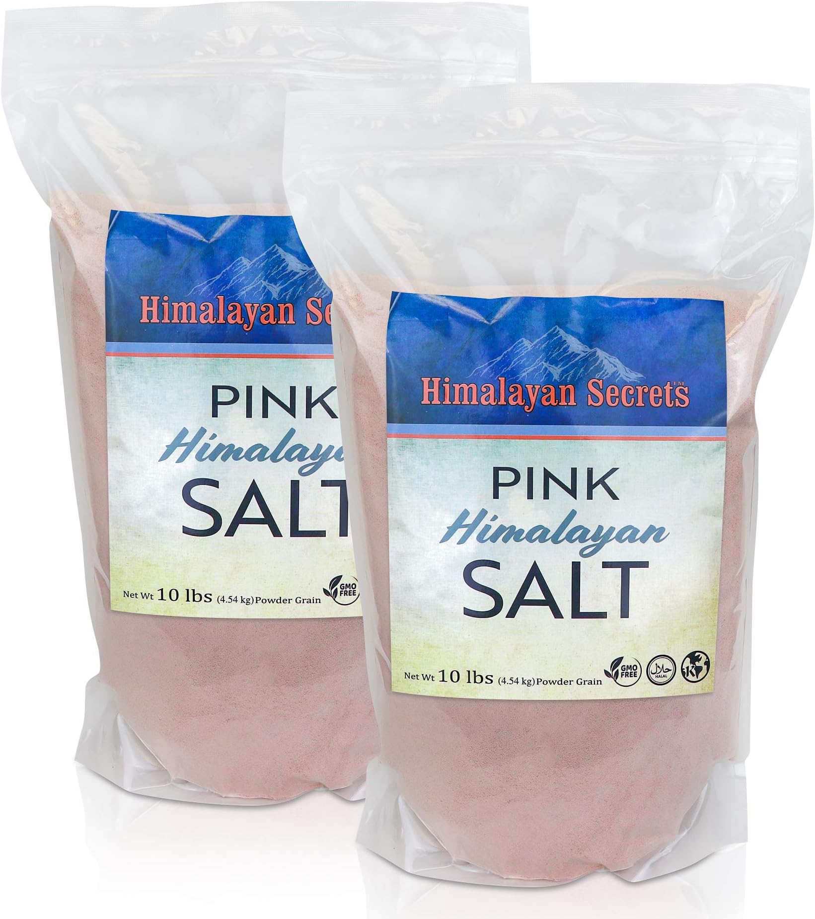 Himalayan Secrets Pink Rock Salt - 10LB - Coarse, Fine, Powder Grain Bulk Size - 100% Natural & Unrefined (20LB Powder (0.1-0.3mm))