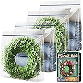 Extra Large Wreath Storage Bag, 34"x34"x8.5", Clear Storage Bag with Handle, Summer Christmas Decoration Garland Container for Seasonal Thanksgiving Holiday Artificial Wreath, 4 Pack