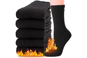 MOGGEI 5 Pairs Womens Merino Wool Socks Hiking Warm Winter Thick Thermal Crew Cozy Cabin Ladies Gift Comfy Boot Work Socks