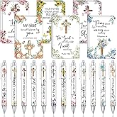 Colarr 12 Sets Christian Bulk Gifts for Women Bible Verse Pens Notebooks Religious VBS Scripture Ballpoint Pens Bookmarks Journal for Easter Sunday School Church Inspirational Supply(Cross)