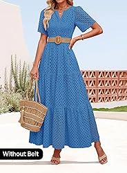 ZESICA Women's 2025 Summer Short Sleeve Maxi Dress