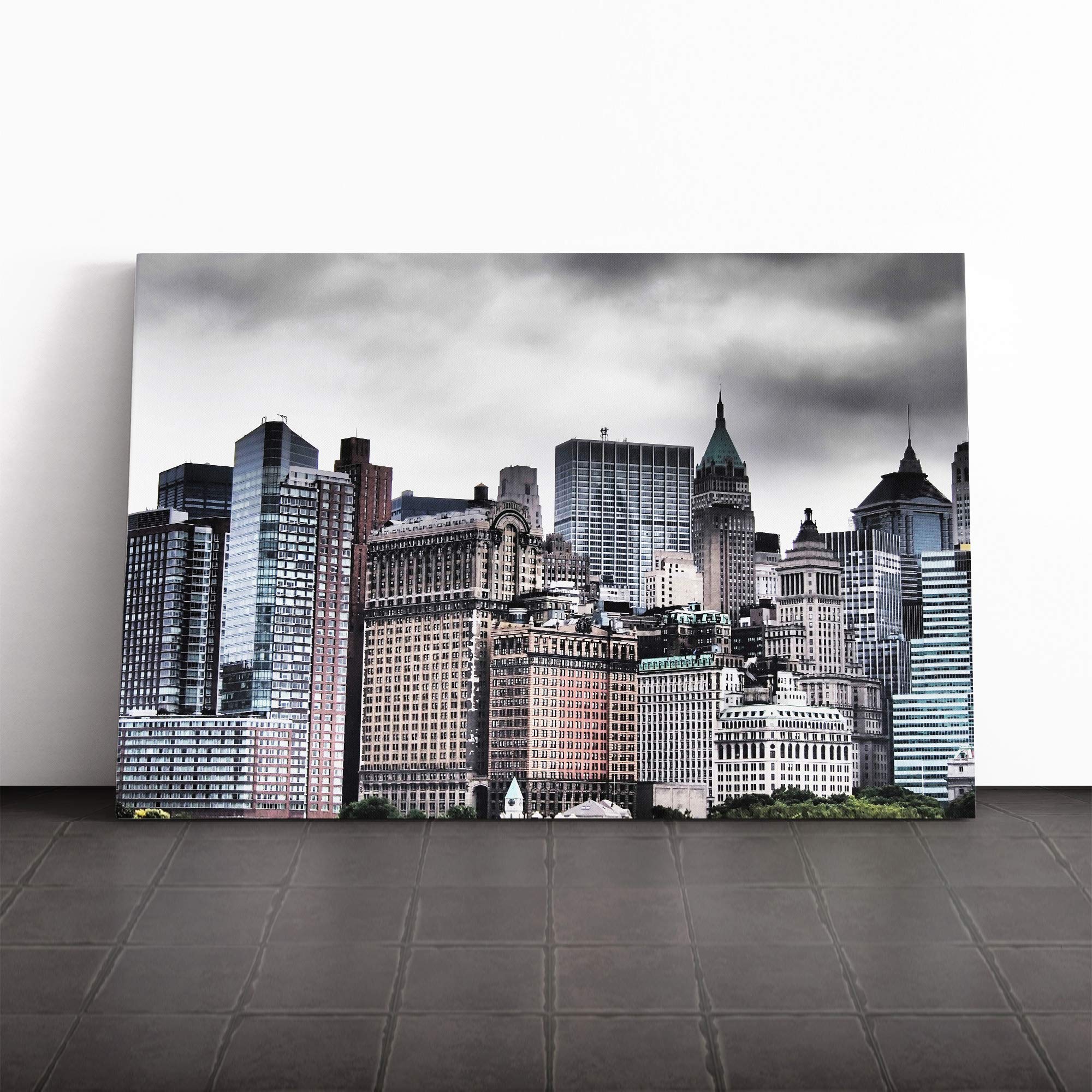New York City Skyline USA (25) Canvas Print | Gallery Wrapped 30mm Frame Wall Art | 20x14 inches | Ready to Hang | Modern Cityscape Picture | Living Room Bedroom Lounge Office