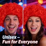 SHATCHI Afro Wig Curly Red Fancy Dress Costume Accessory Unisex view 4