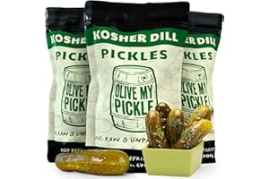 Olive My Pickle Fermented Dill Pickles - 96 Ounces | 3 Pack Bundle of Probiotic Pickles Kosher Dill and Brine with Digestive Enzymes for Gut Health - Kosher Pickles 32 oz per bag