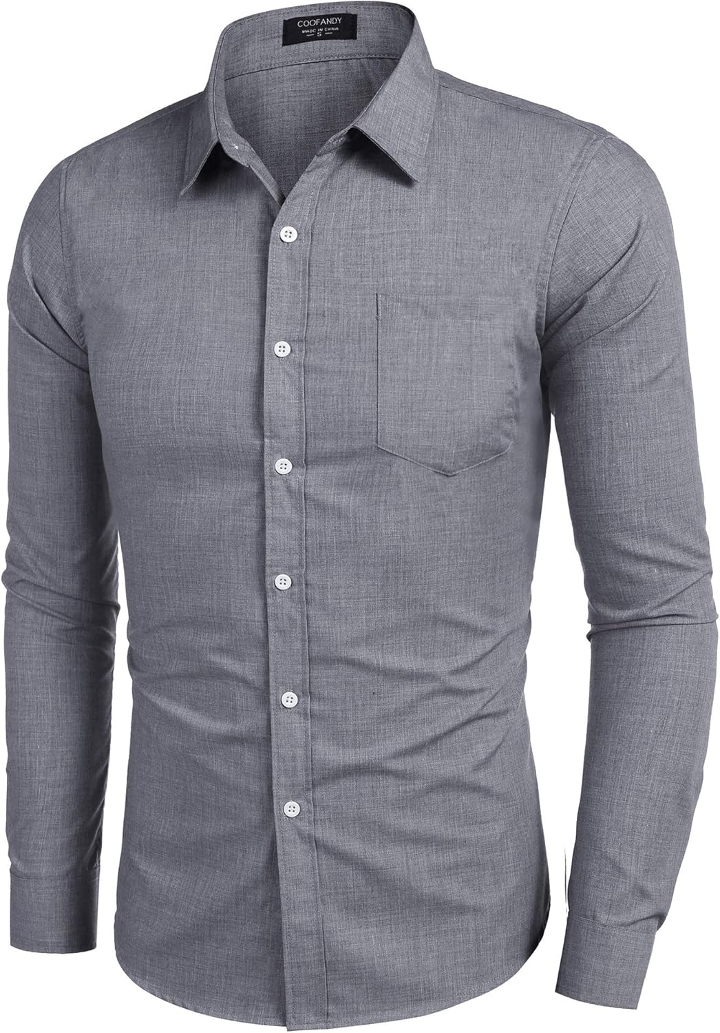 COOFANDY Men's Casual Linen Button Down Shirt Business Chambray Dress Shirt at  Men’s Clothing store