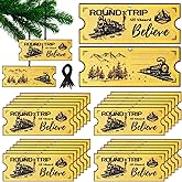 24 Pcs Christmas Polar Express Ticket Ornaments 4.35'' x 1.8'' North Pole Believe Golden Train Tickets Decorations Bulk Wooden Christmas Tree Hanging Decor Holiday Party Gifts Favors