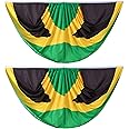 Jamaica Jamaican Pleated Fan Flag Bunting 3 x 6 Ft Jamaica Pleated 2 Pcs Fan Flag Banner Indoor/Outdoor/Front Porch Decorations, Jamaica Half Fan Flag Patriotic Holiday decorations, Celebrations