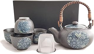 Original japanisches Teeservice KIKUMON Japan Teeset Porzellan in Geschenkbox Kanne 600 ml