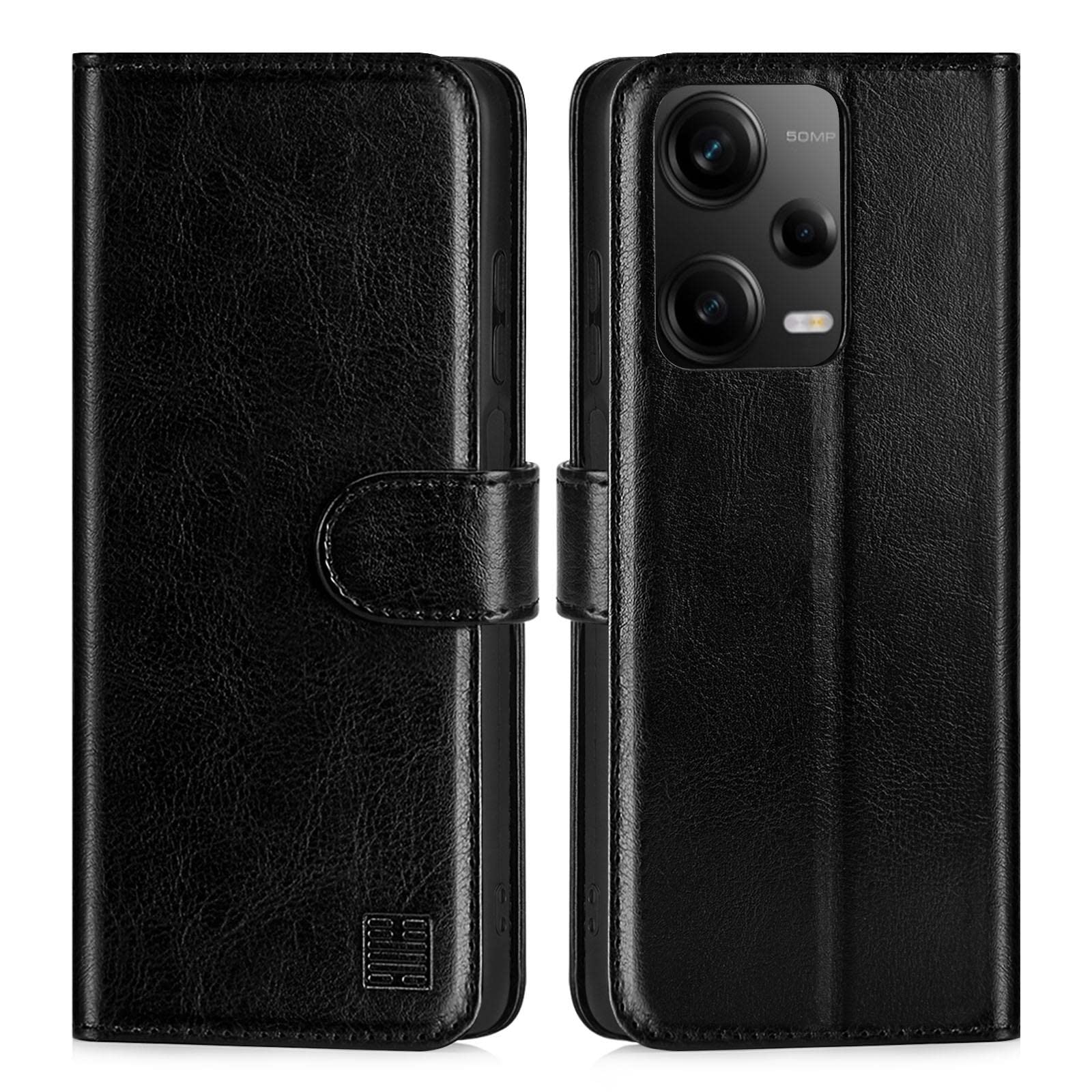 32nd Book Wallet PU Leather Case Cover for Xiaomi Redmi Note 12 Pro+ (Plus), Flip Case With RFID Blocking Card Slots, Magnetic Closure and Built In Stand - Black
