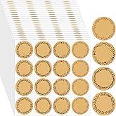 20 Sheets Canning Labels, Brown Labels, Blank Self-Adhesive Stickers, Removable Writable Gift Label, Round Sticker Label for Bottles, Jars, Gift Wrapping (3 Designs, 320 Sheet)