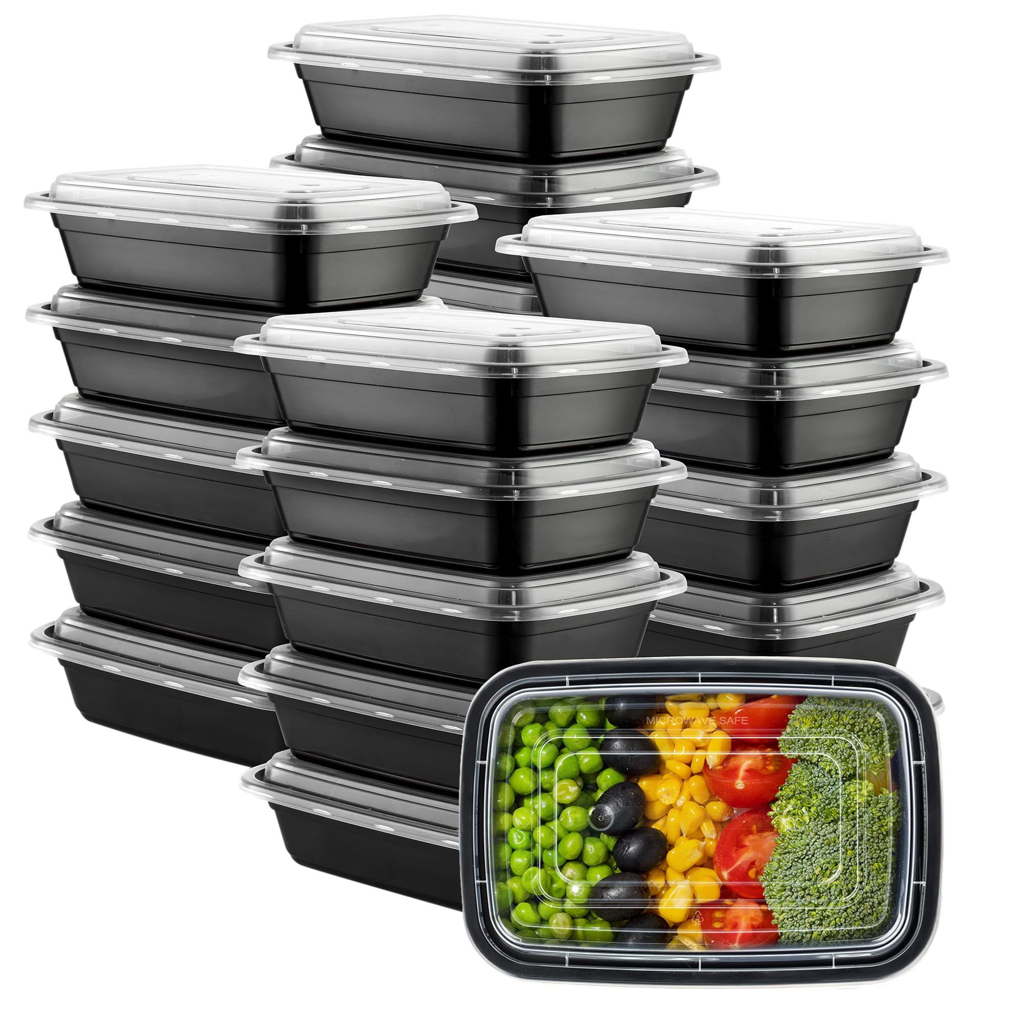 GUSTO [24 oz - 50 Count 1-Compartment Meal Prep Containers with Lids – Reusable, Microwaveable, Dishwasher & Freezer Safe, BPA-Free Food Storage Boxes for Portion Control (Formerly Comfy Package) Image