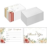 Set of 50 Thank You Gift Certificates for Business, 4 x 6 Inch Custom Blank Gift Cards with Envelopes for Spa, Salon, Restaurants, 4 x 6 Inch Client Vouchers