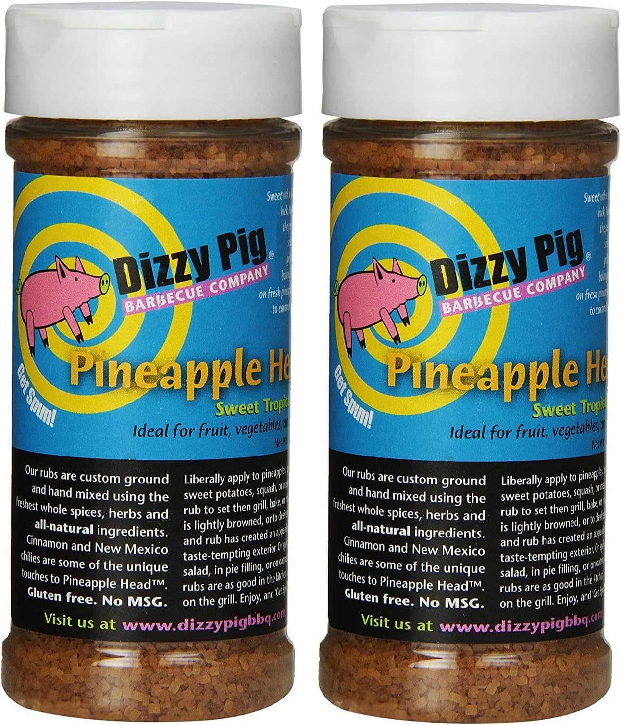 Dizzy PigBarbecue Company Pineapple Head Seasonings - Savory Sweet (8oz Shaker, Two Pack)