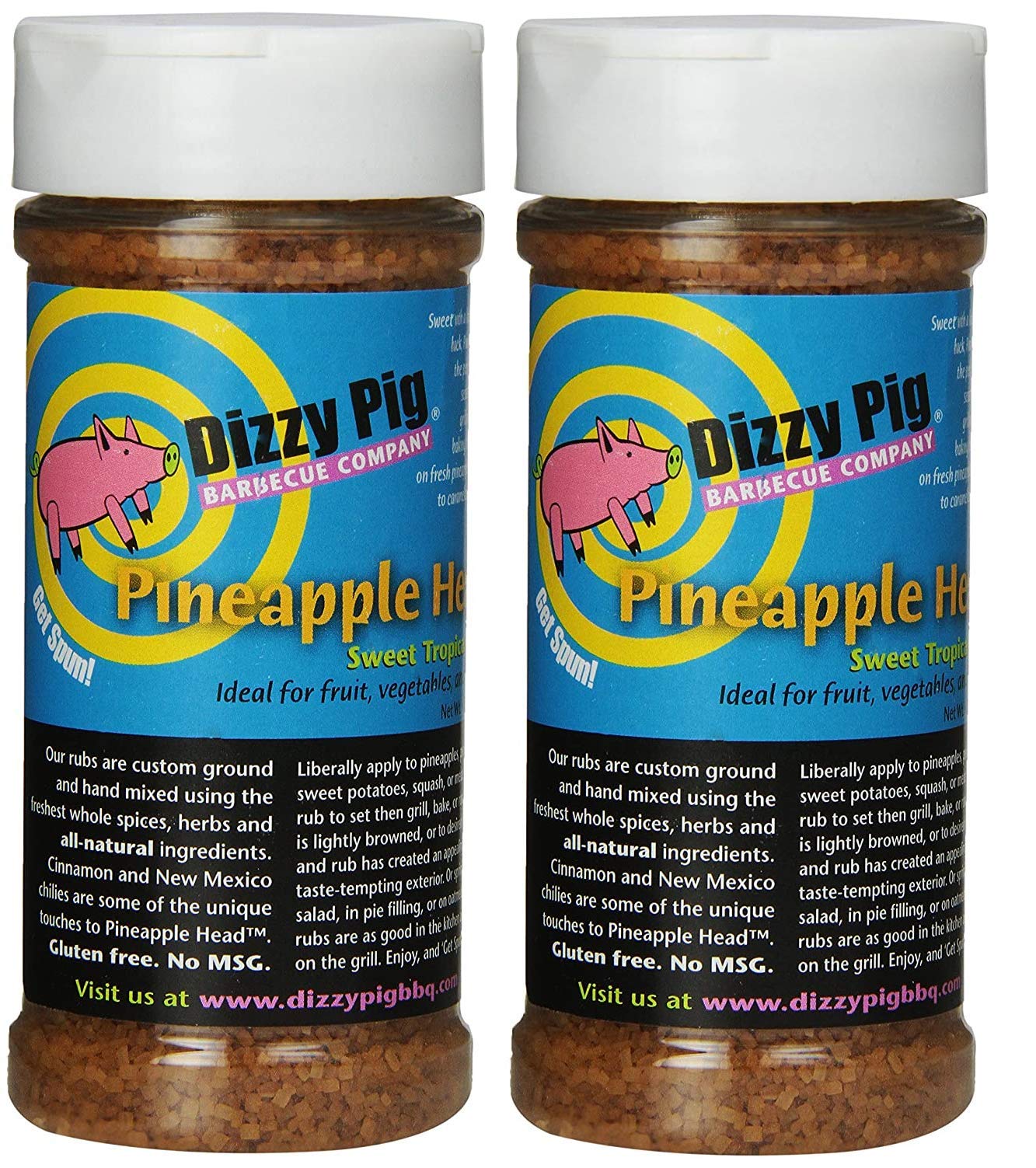 Dizzy PigBarbecue Company Pineapple Head Seasonings - Savory Sweet (8oz Shaker, Two Pack)