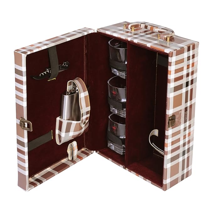 Buy Whisky Case Wine Case Travel Bar Set Portable Leatherette Bar