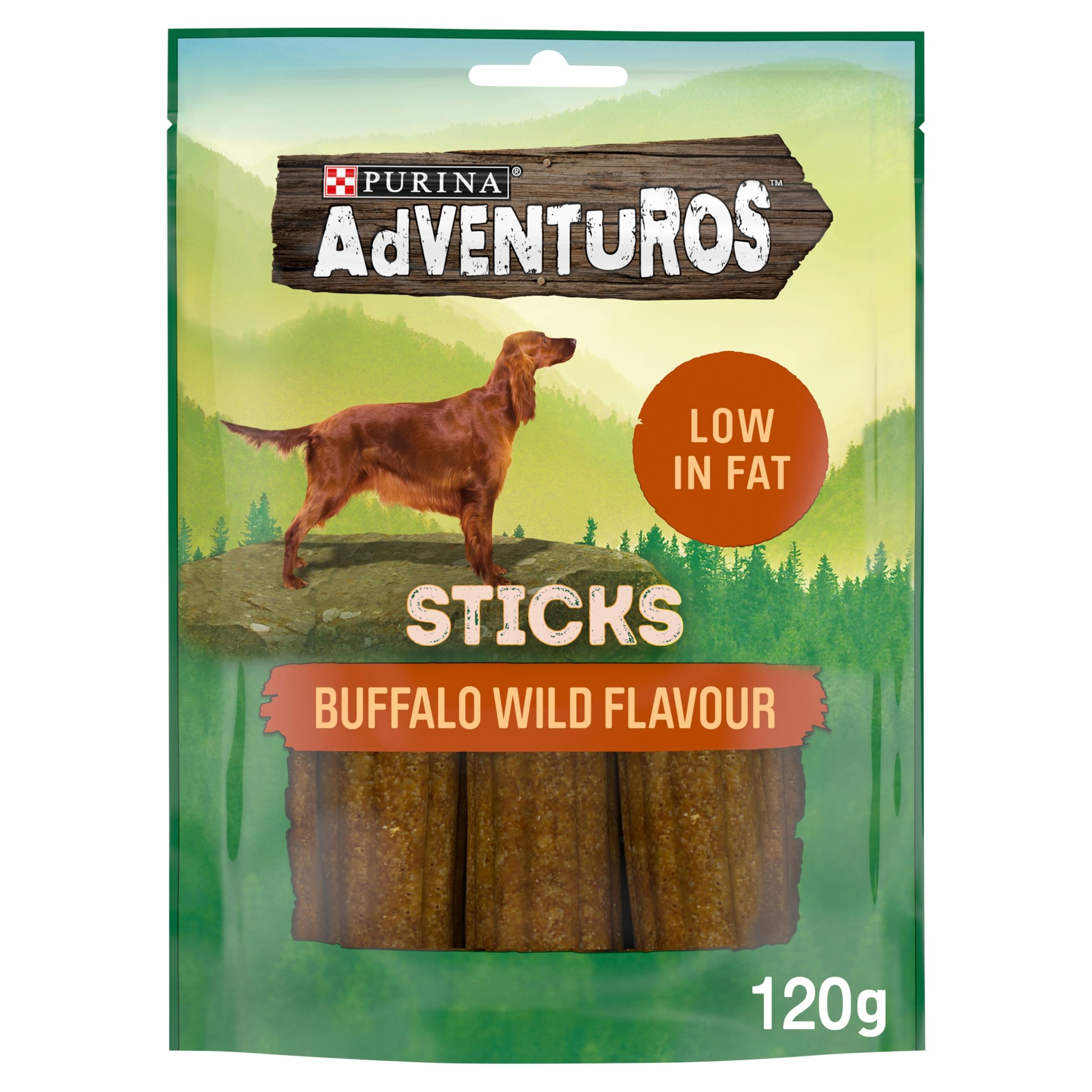 ADVENTUROS Sticks Buffalo Dog Treats 120g (Pack of 6)