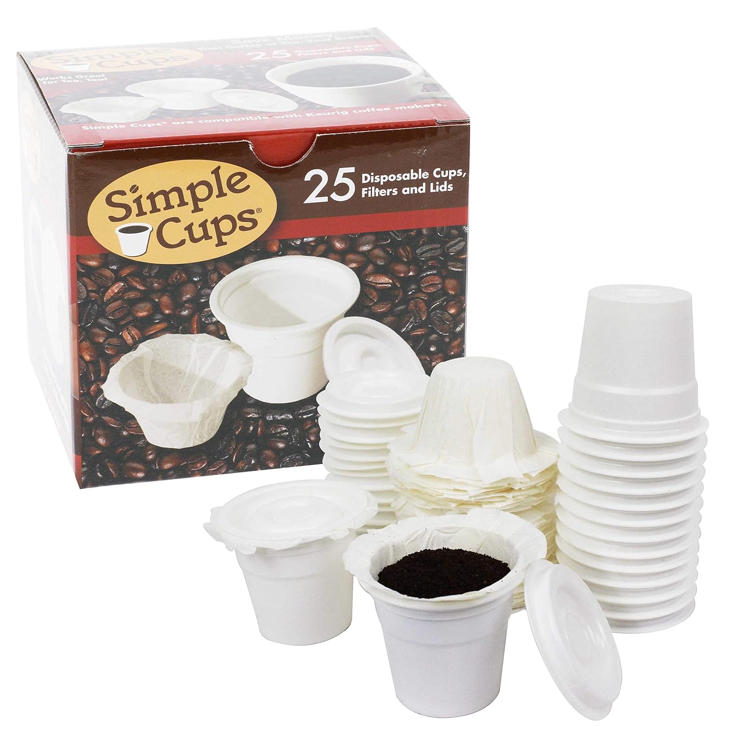 Disposable Cups for Use in Keurig® Brewers Simple Cups 25 Cups